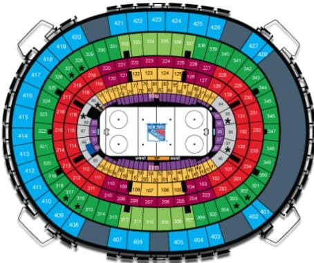 New York Rangers MSG Seating Chart