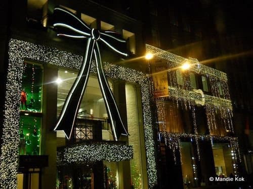 Department Store Holiday Lights on Fifth Avenue NYC