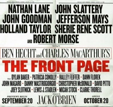 The Front Page Broadway Play The Front Page Broadway Play