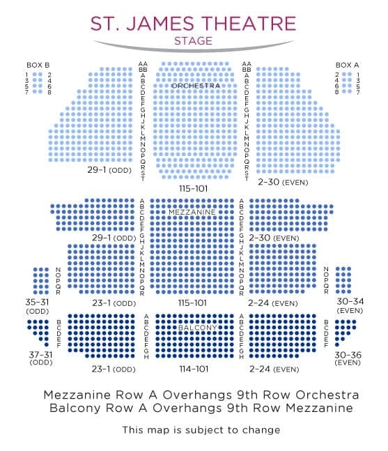 St. James Theatre Seating Chart St. James Theatre Seating Chart