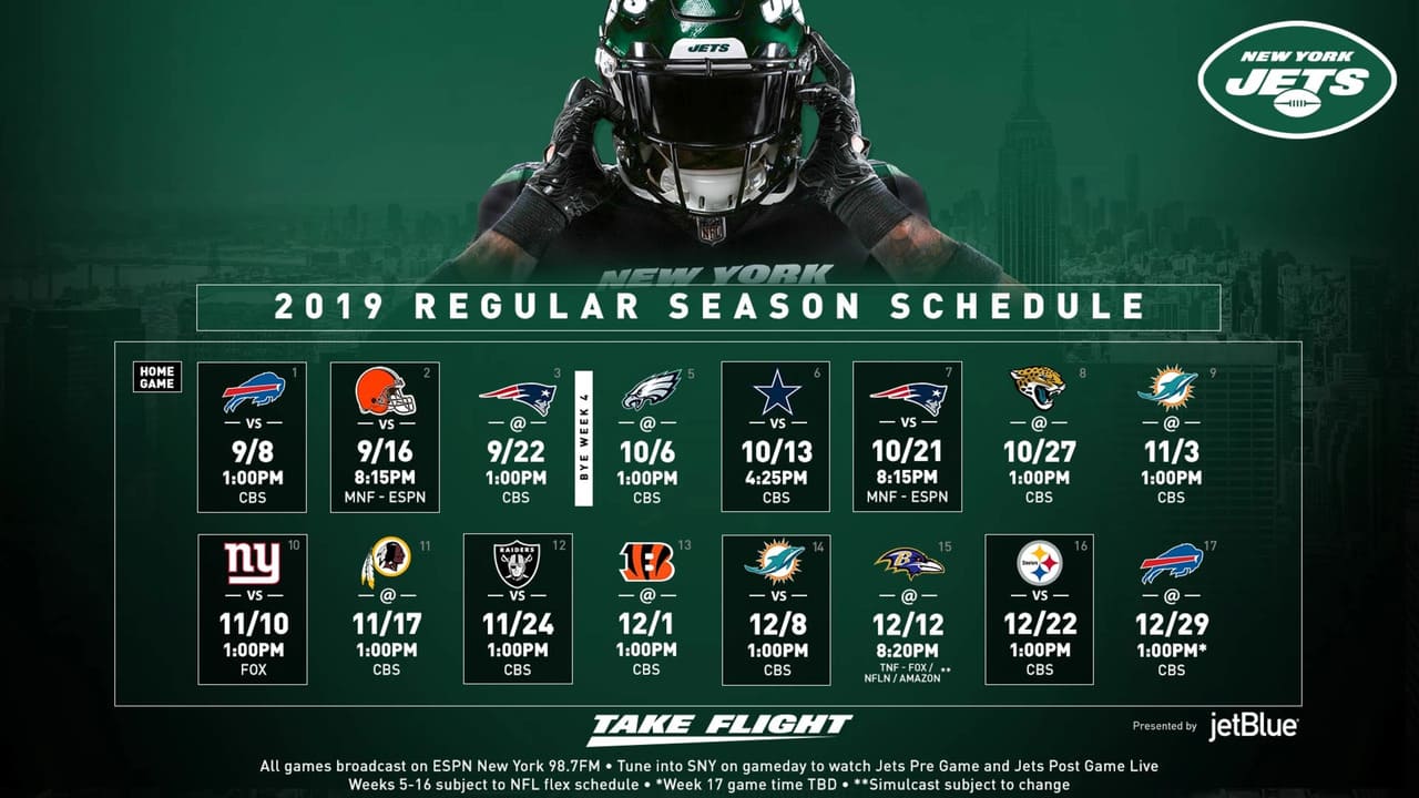 New York Jets Schedule 2019