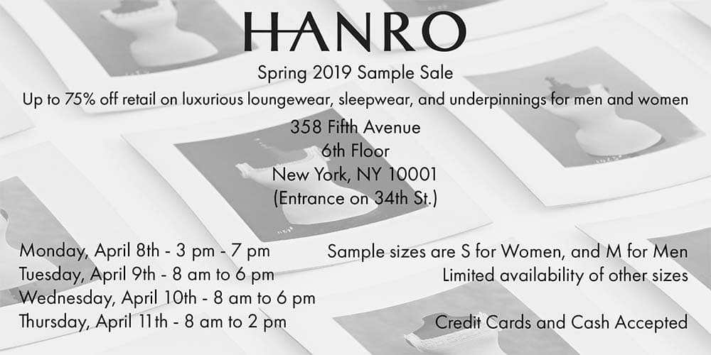 HANRO Sample Sale Invite HANRO Sample Sale Invite
