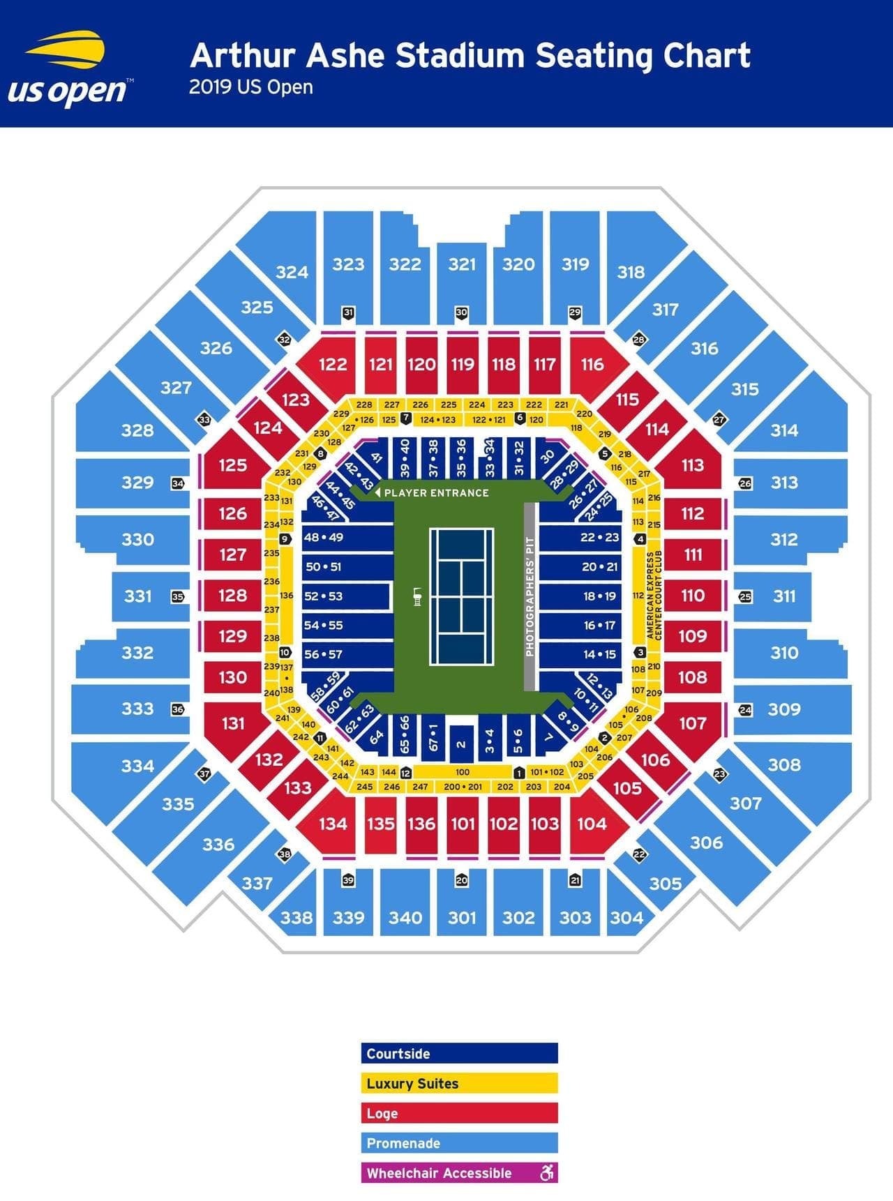 US Tennis Open Arthur Ashe Seating Chart