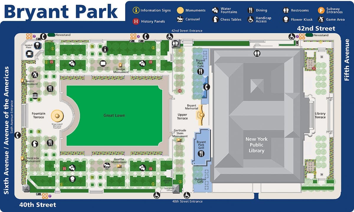 Bryant Park Map