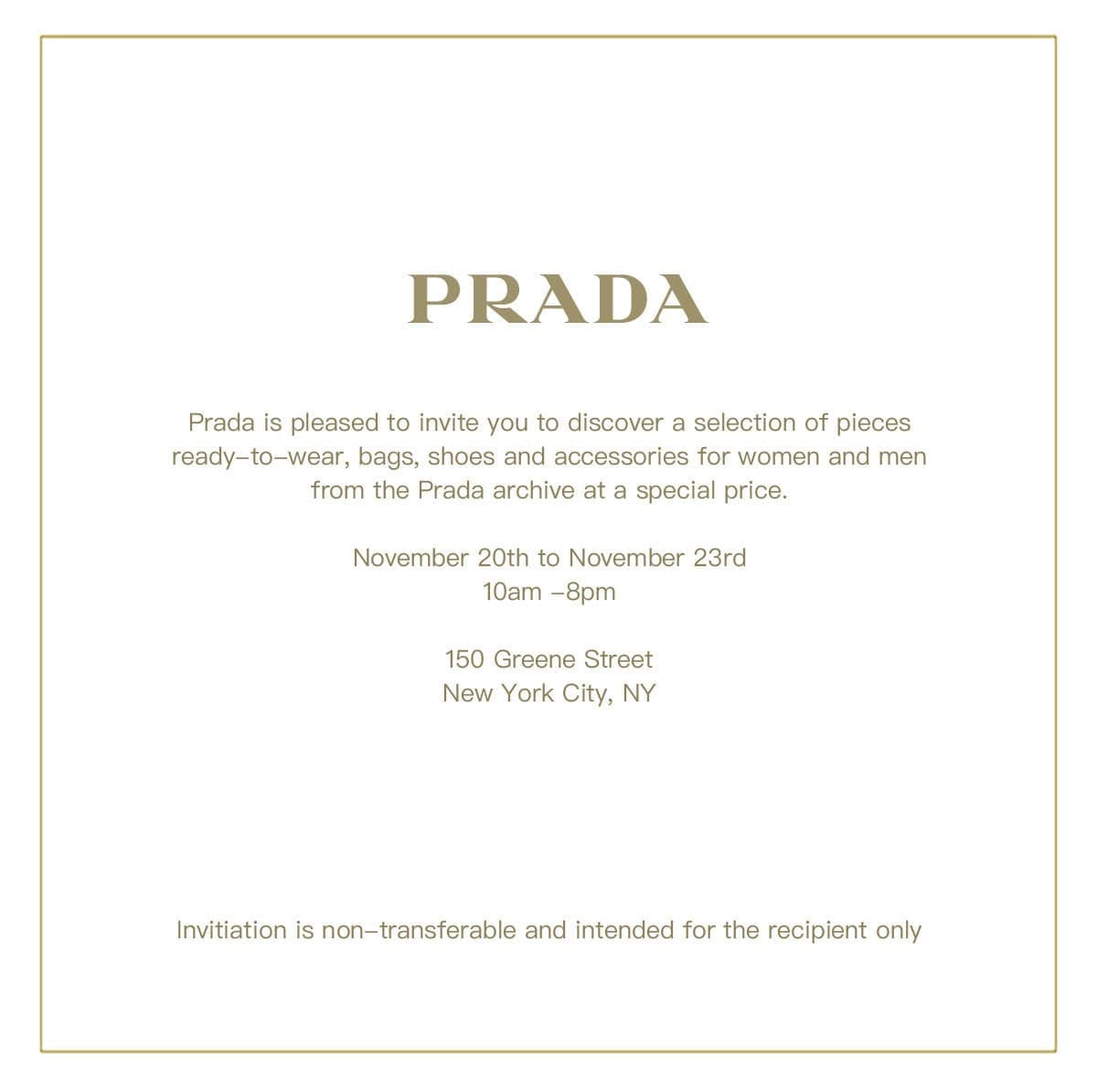 Prada Sample Sale Invitation Prada Sample Sale Invitation