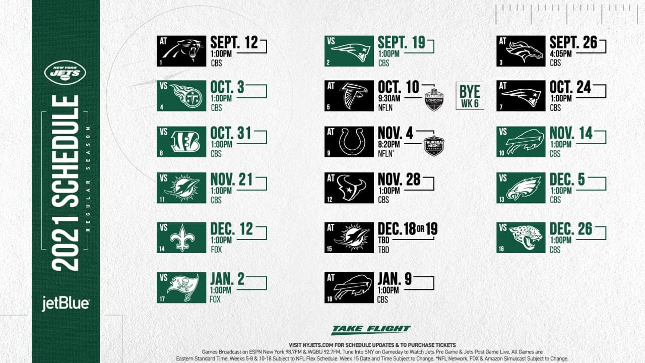 New York Jets Schedule 2021