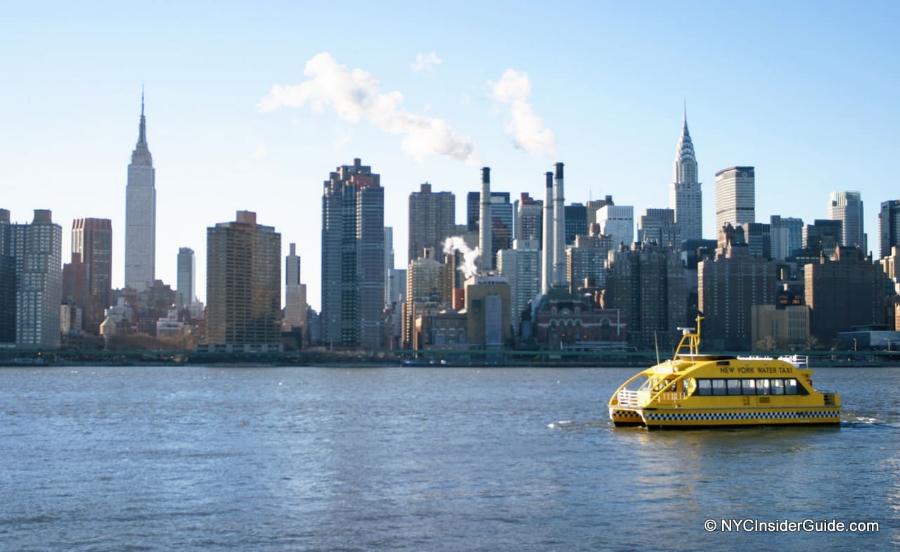 NYC Skyline View with Water Taxi