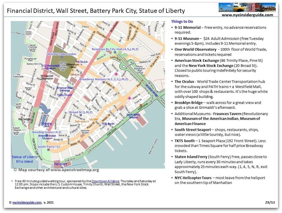 Financial District NYC Printable Map