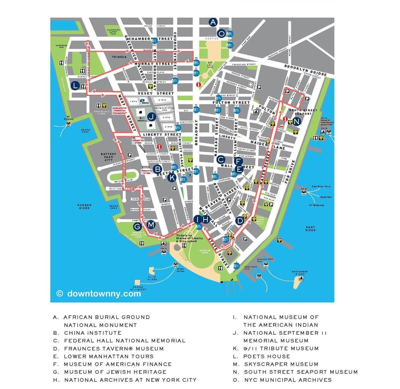 Financial District Downtown Map NYC