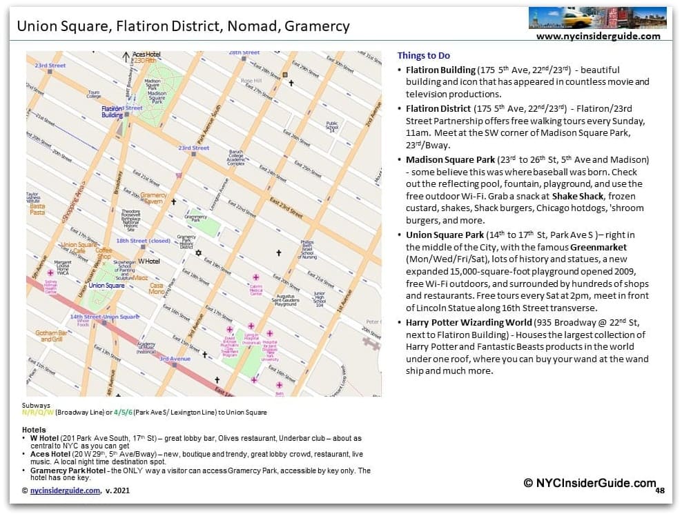 Union Square Flatiron NYC Printable Map