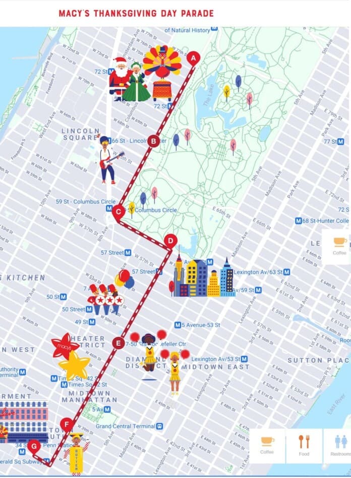 Macy's Thanksgiving Day Parade Route Map 2023