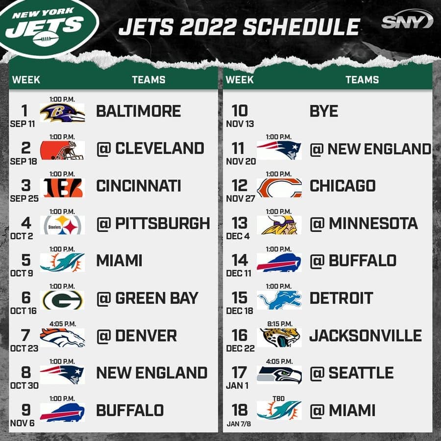 New York Jets Schedule 2022