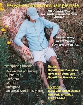 Peregrine Showroom Menswear Sample Sale