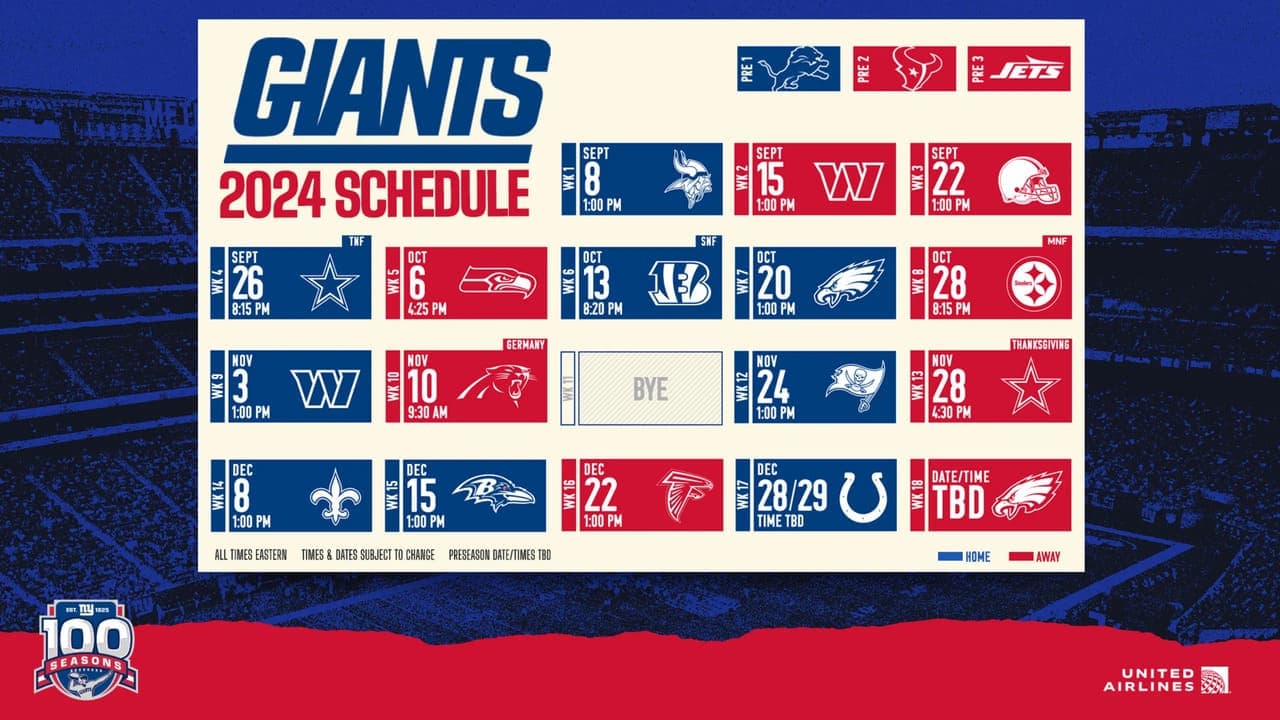 New York Giants Schedule 2024 New York Giants Schedule 2024